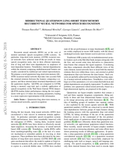 Bidirectional Quaternion Long-Short Term Memory Recurrent Neural
  Networks for Speech Recognition