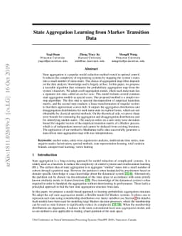 State Aggregation Learning from Markov Transition Data