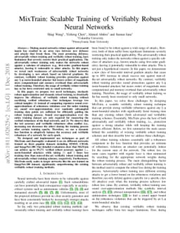 MixTrain: Scalable Training of Verifiably Robust Neural Networks