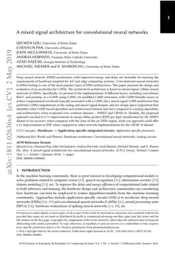 A mixed signal architecture for convolutional neural networks