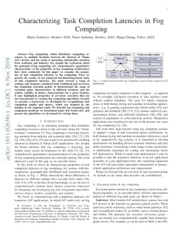 Characterizing Task Completion Latencies in Fog Computing
