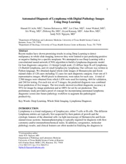 Automated Diagnosis of Lymphoma with Digital Pathology Images Using Deep
  Learning