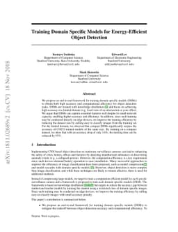 Training Domain Specific Models for Energy-Efficient Object Detection