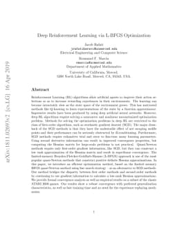 Deep Reinforcement Learning via L-BFGS Optimization
