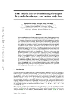 SRP: Efficient class-aware embedding learning for large-scale data via
  supervised random projections