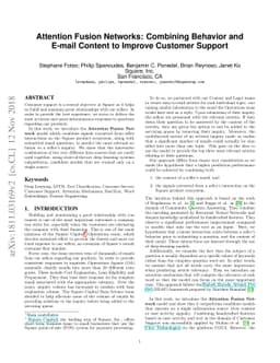 Attention Fusion Networks: Combining Behavior and E-mail Content to
  Improve Customer Support