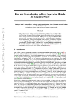 Bias and Generalization in Deep Generative Models: An Empirical Study