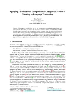 Applying Distributional Compositional Categorical Models of Meaning to
  Language Translation