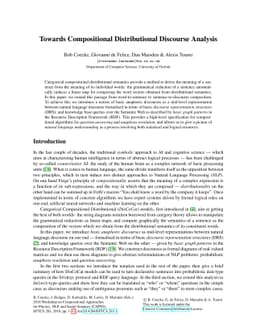 Towards Compositional Distributional Discourse Analysis