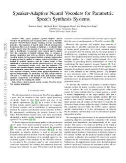 Speaker-adaptive neural vocoders for parametric speech synthesis systems