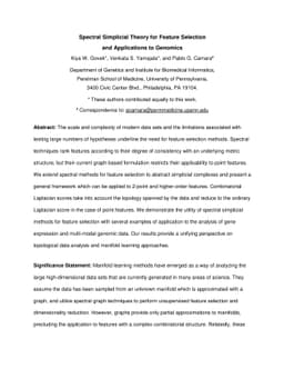 Spectral Simplicial Theory for Feature Selection and Applications to
  Genomics