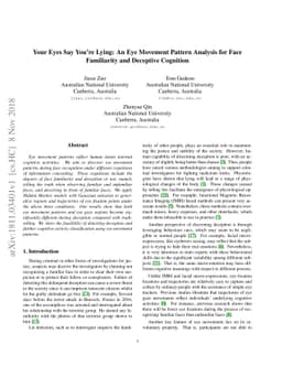 Your Eyes Say You're Lying: An Eye Movement Pattern Analysis for Face
  Familiarity and Deceptive Cognition
