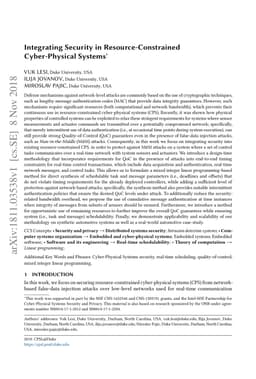 Integrating Security in Resource-Constrained Cyber-Physical Systems