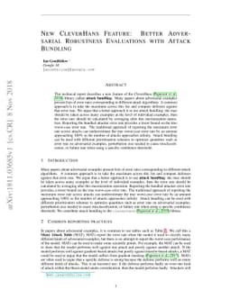 New CleverHans Feature: Better Adversarial Robustness Evaluations with
  Attack Bundling