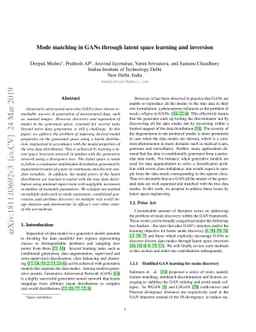 Mode matching in GANs through latent space learning and inversion