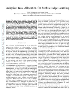 Adaptive Task Allocation for Mobile Edge Learning