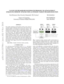 Can We Use Speaker Recognition Technology to Attack Itself? Enhancing
  Mimicry Attacks Using Automatic Target Speaker Selection