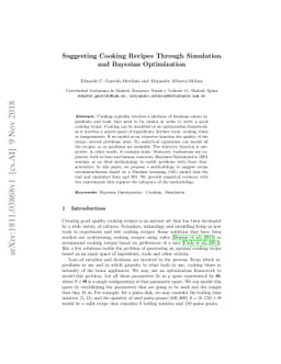 Suggesting Cooking Recipes Through Simulation and Bayesian Optimization
