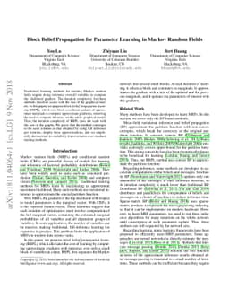 Block Belief Propagation for Parameter Learning in Markov Random Fields