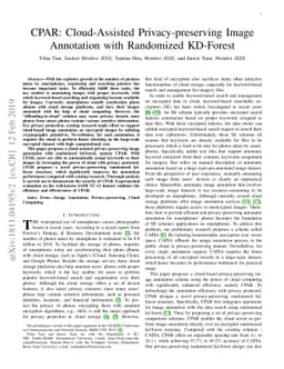 CPAR: Cloud-Assisted Privacy-preserving Image Annotation with Randomized
  KD-Forest