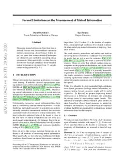 Formal Limitations on the Measurement of Mutual Information