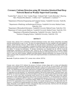 Coronary Calcium Detection using 3D Attention Identical Dual Deep
  Network Based on Weakly Supervised Learning