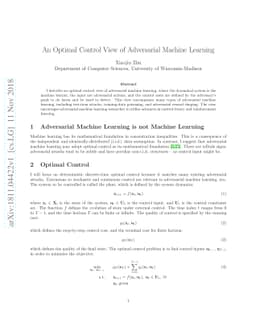 An Optimal Control View of Adversarial Machine Learning