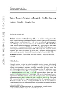 Recent Research Advances on Interactive Machine Learning