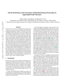 On the Performance and Convergence of Distributed Stream Processing via
  Approximate Fault Tolerance