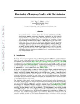 Fine-tuning of Language Models with Discriminator