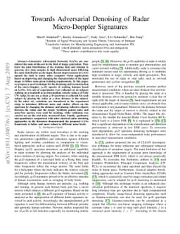 Towards Adversarial Denoising of Radar Micro-Doppler Signatures