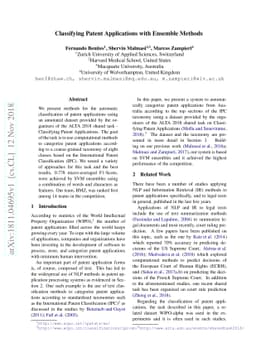 Classifying Patent Applications with Ensemble Methods