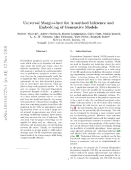 Universal Marginalizer for Amortised Inference and Embedding of
  Generative Models