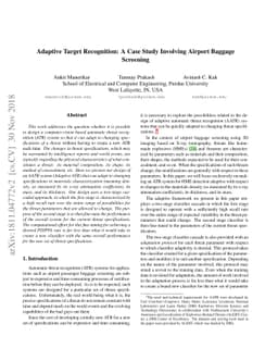 Adaptive Target Recognition: A Case Study Involving Airport Baggage
  Screening