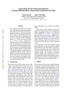 Syntax Helps ELMo Understand Semantics: Is Syntax Still Relevant in a
  Deep Neural Architecture for SRL?