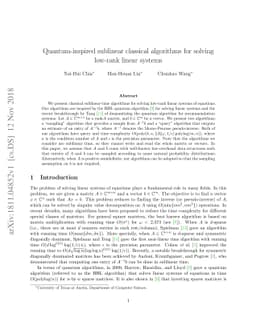 Quantum-inspired sublinear classical algorithms for solving low-rank
  linear systems