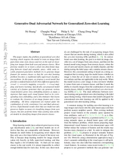 Generative Dual Adversarial Network for Generalized Zero-shot Learning