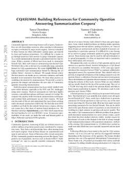 CQASUMM: Building References for Community Question Answering
  Summarization Corpora