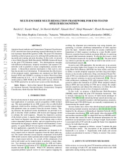 Multi-encoder multi-resolution framework for end-to-end speech
  recognition