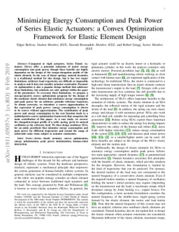 Minimizing Energy Consumption and Peak Power of Series Elastic
  Actuators: a Convex Optimization Framework for Elastic Element Design