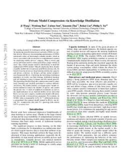 Private Model Compression via Knowledge Distillation