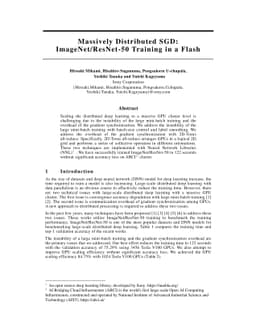 Massively Distributed SGD: ImageNet/ResNet-50 Training in a Flash