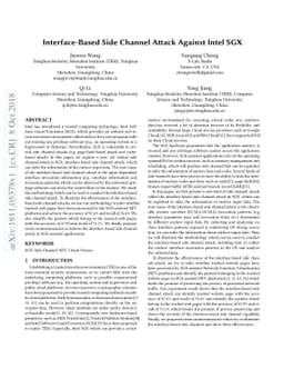 Interface-Based Side Channel Attack Against Intel SGX