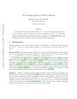 On Finding Quantum Multi-collisions