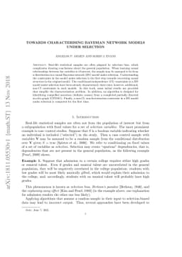 Towards Characterising Bayesian Network Models under Selection