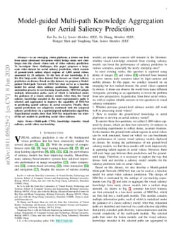 Model-guided Multi-path Knowledge Aggregation for Aerial Saliency
  Prediction