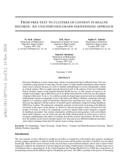 From Free Text to Clusters of Content in Health Records: An Unsupervised
  Graph Partitioning Approach