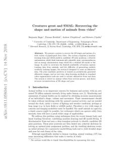 Creatures great and SMAL: Recovering the shape and motion of animals
  from video