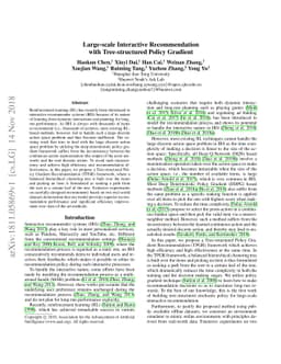 Large-scale Interactive Recommendation with Tree-structured Policy
  Gradient