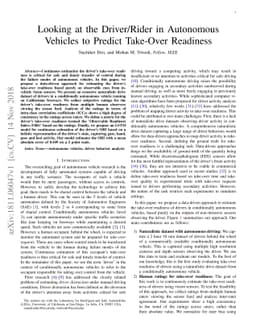 Looking at the Driver/Rider in Autonomous Vehicles to Predict Take-Over
  Readiness